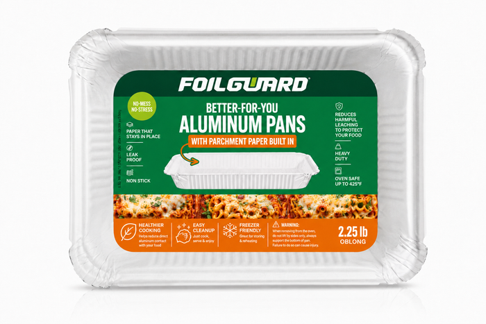 2.25 Oblong Disposable Aluminum Pan with Parchment Paper Built In