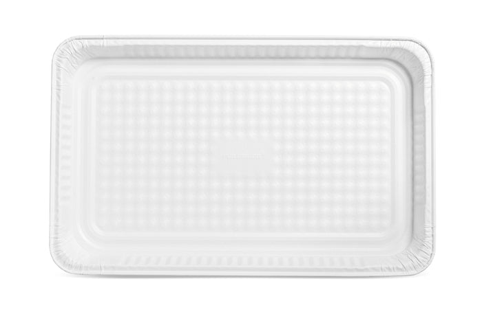 Full Size Shallow Disposable Aluminum Pan with Parchment Paper Built In - 50 Pack